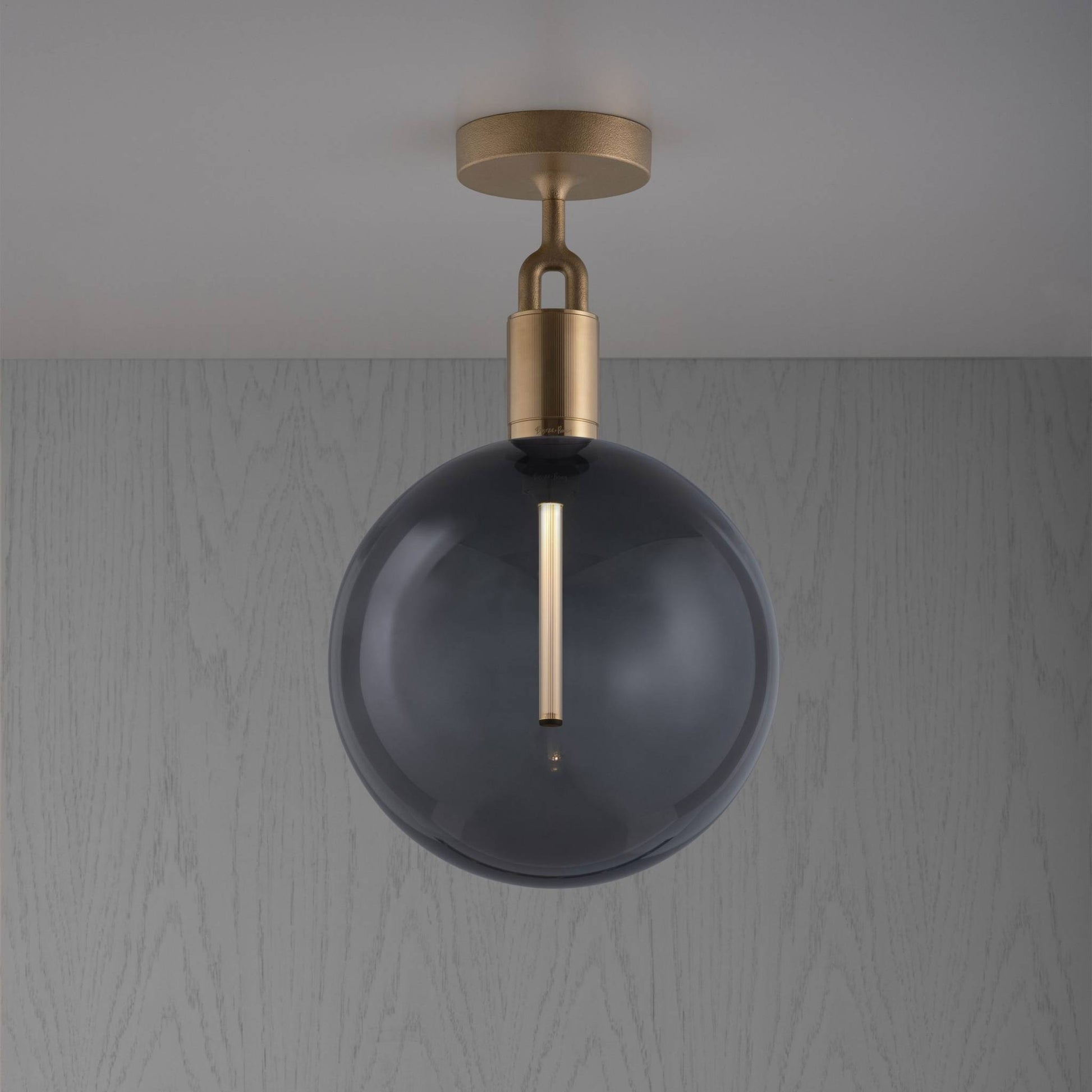 Forked Ceiling Globe Smoked Large Brass