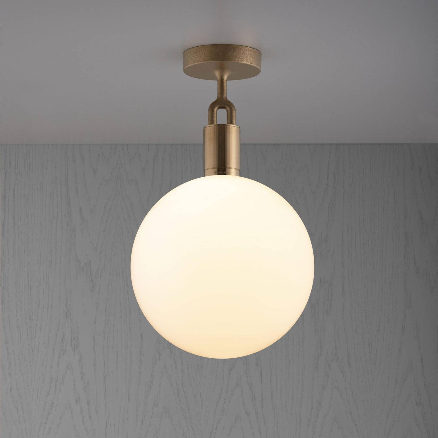 FORKED CEILING GLOBE OPAL LARGE - BRASS