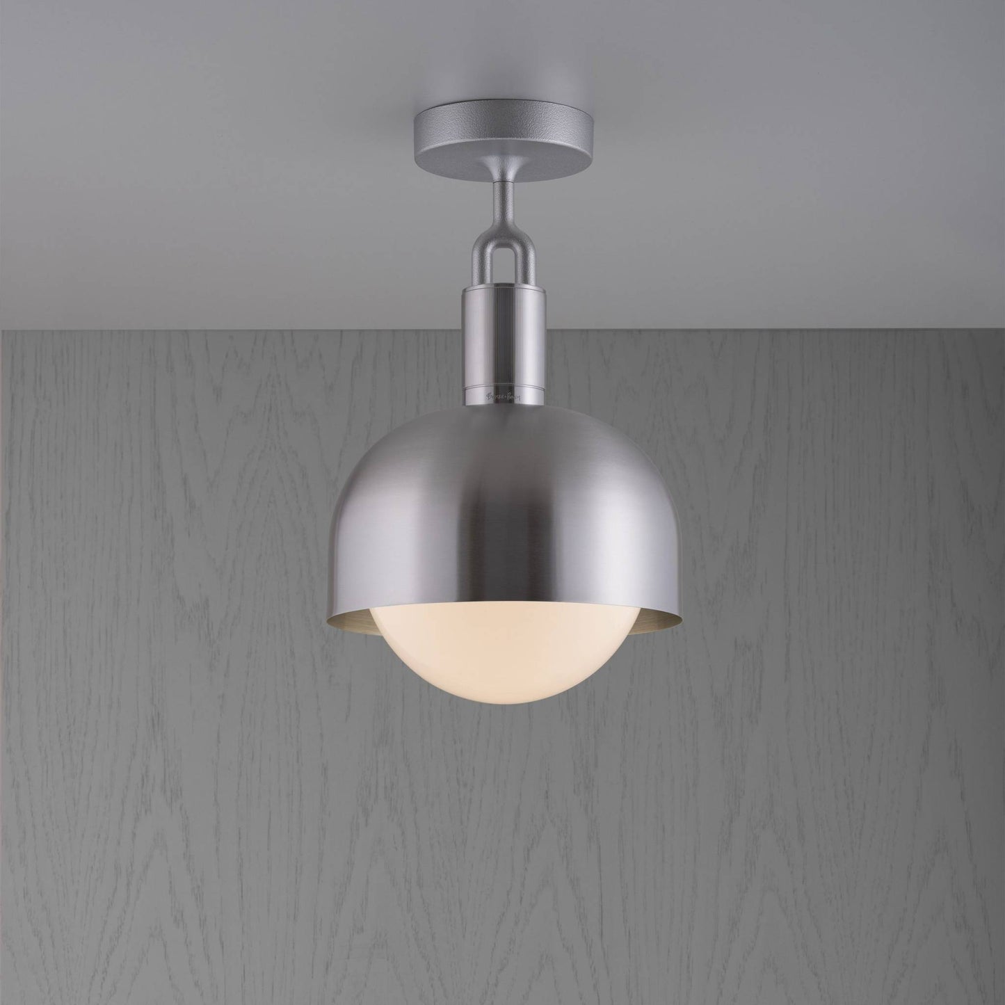 FORKED CEILING SHADE GLOBE OPAL MEDIUM - STEEL