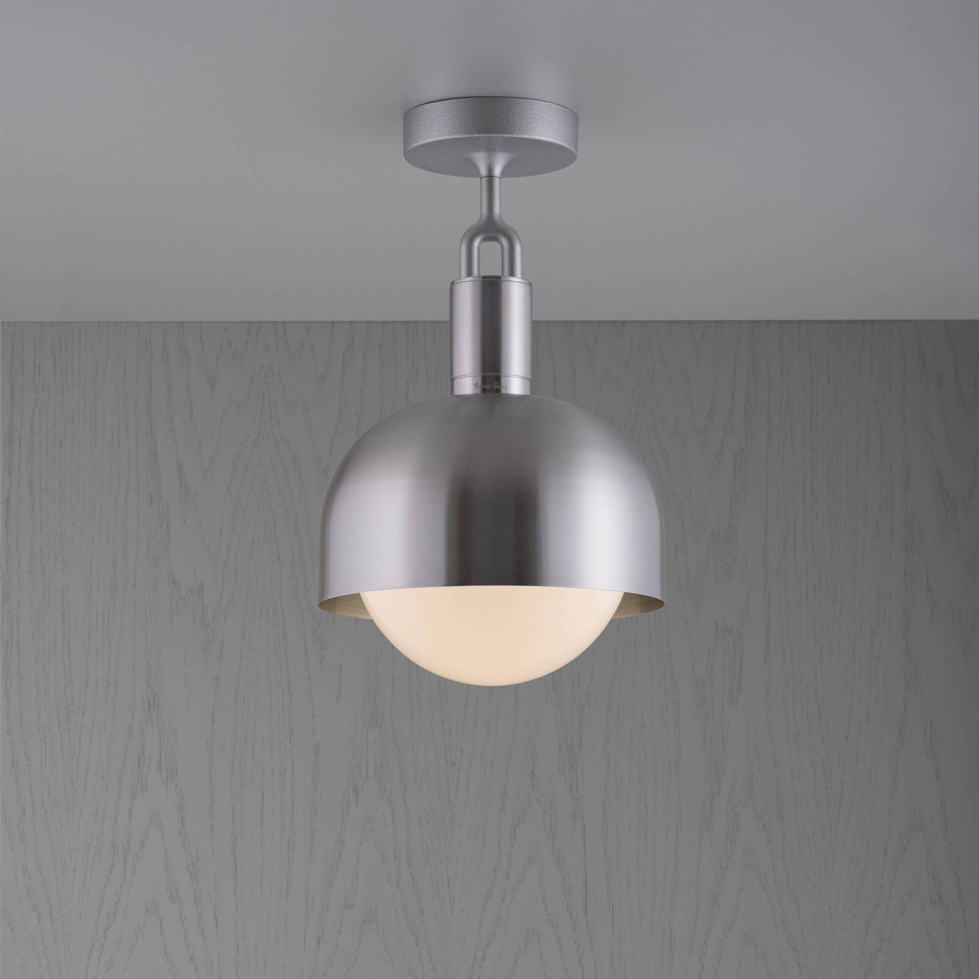 FORKED CEILING SHADE GLOBE OPAL MEDIUM - STEEL