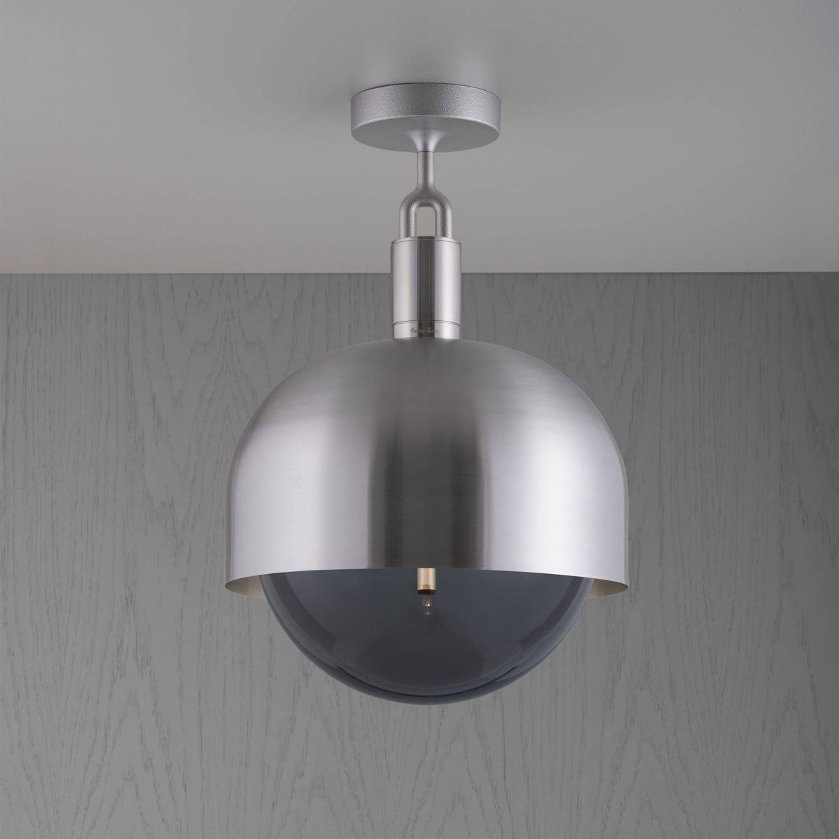 Forked Ceiling Shade Globe Smoked Large Steel