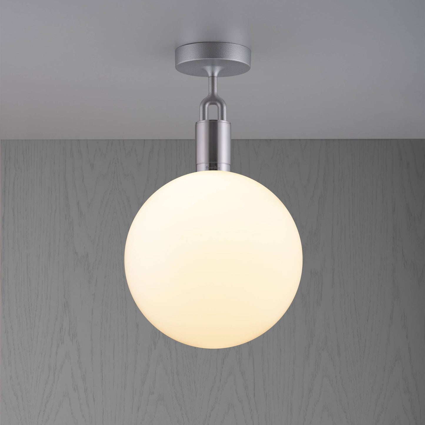 FORKED CEILING GLOBE OPAL LARGE - STEEL