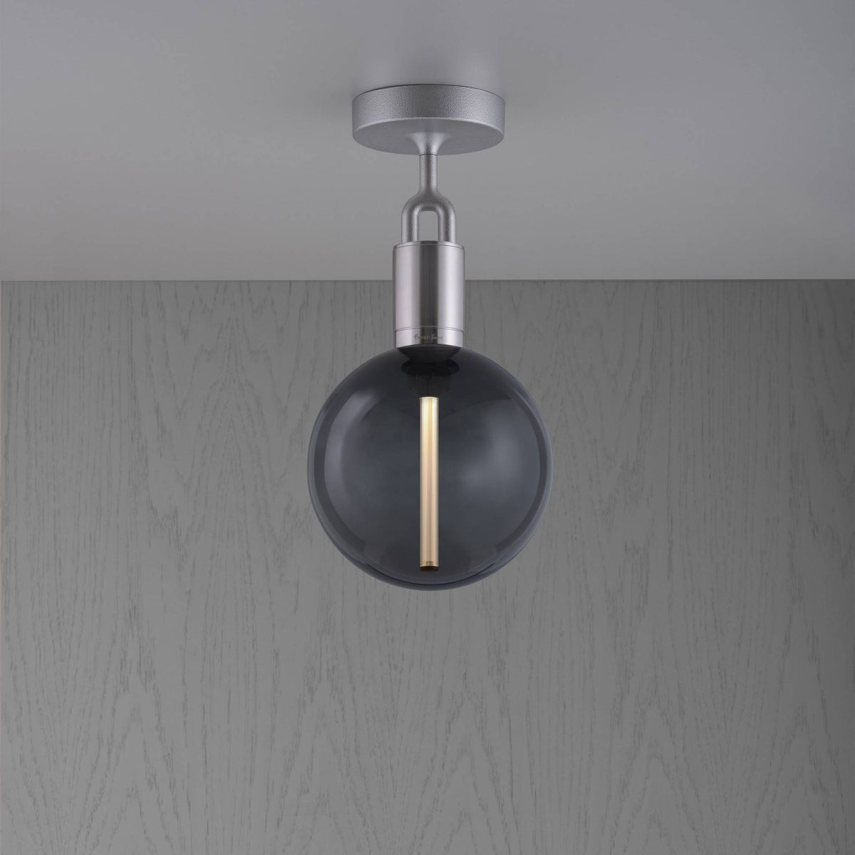 FORKED CEILING GLOBE SMOKED MEDIUM - STEEL