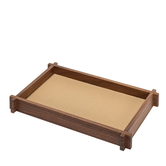 GIOBAGNARA | STRUCTURA LEATHER AND WOOD LONG RECTANGULAR TRAY MEDIUM #2| $535.00