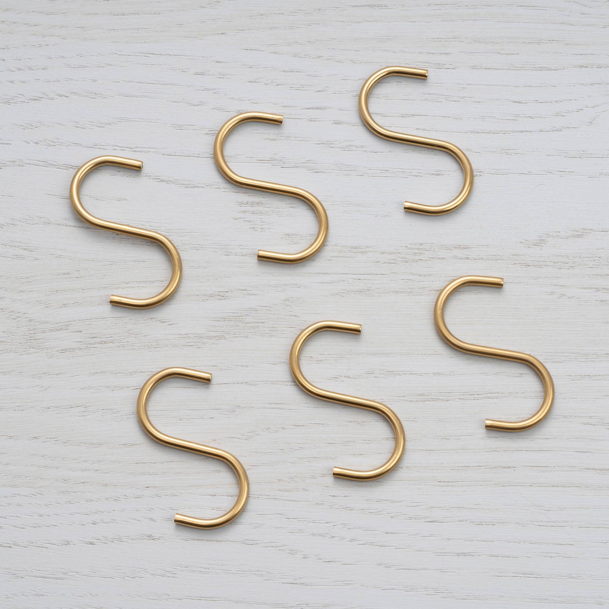 Hanger Shelf S Hook Brass Set of 6