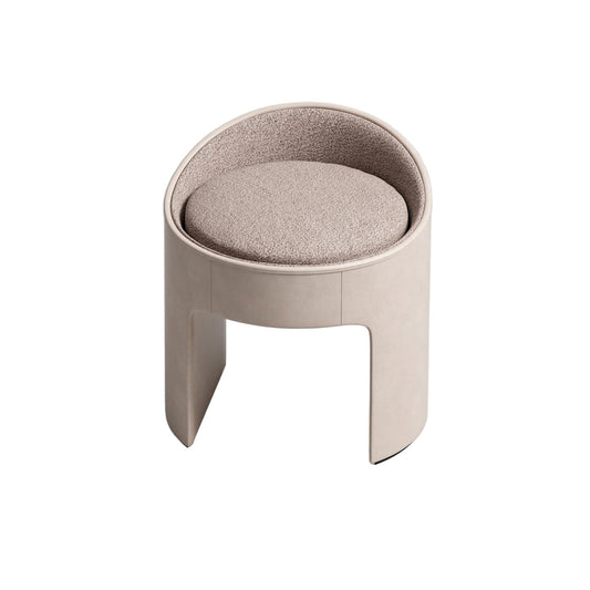 CREAM LEATHER ZOE POUF I $4,150.00