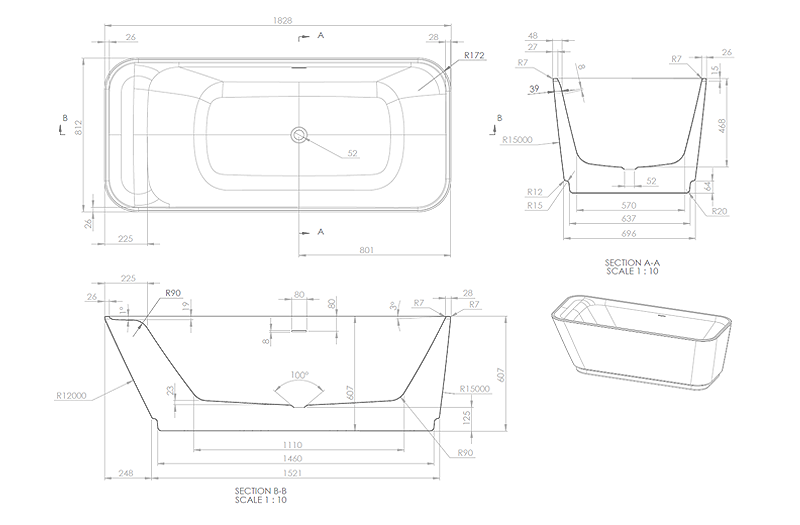 SOUTH ACRYLIC BATH TUB | PIETRA CASA BRAND | $12,176.60