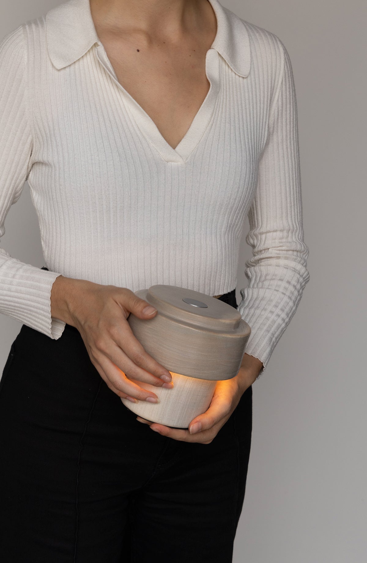 CAN GREY WHITE Portable Lamp by David Pompa