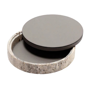 GIOBAGNARA | GIZA LEATHER & MARBLE ROUND BOX #10 | $855.00
