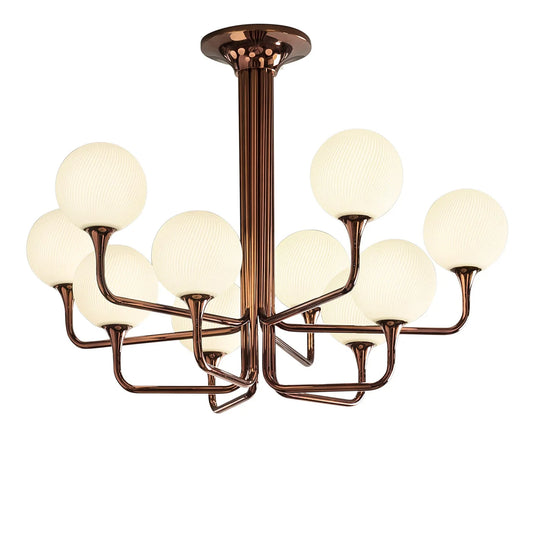 MASIERO | TEE GLOSSY GLAVANIC COPPER METAL AND GLASS 8-LIGHT CHANDELIER | $6,670.00