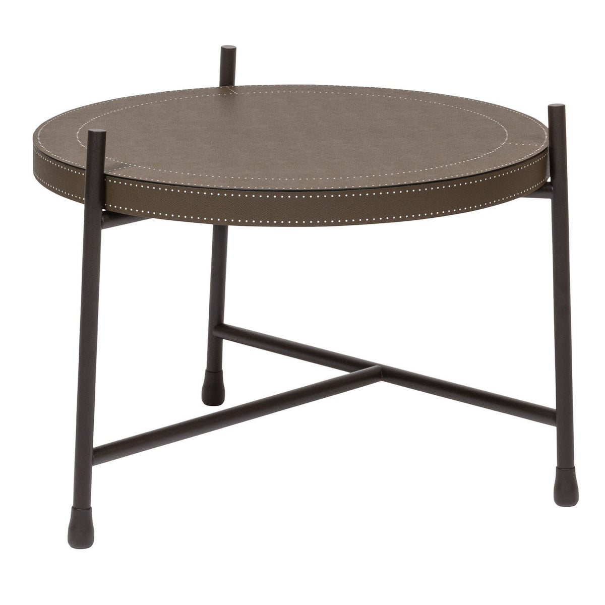 Oblivion Brown Round Leather Coffee Table (Small)
