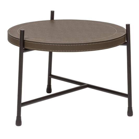 Oblivion Brown Round Leather Coffee Table (Small)