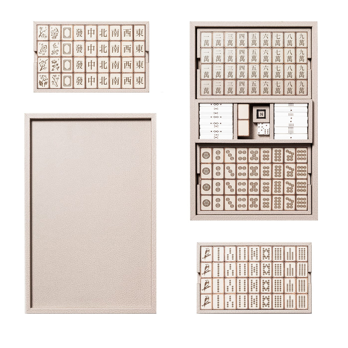 Giobagnara Mahjong Lux Beige Leather Game Set