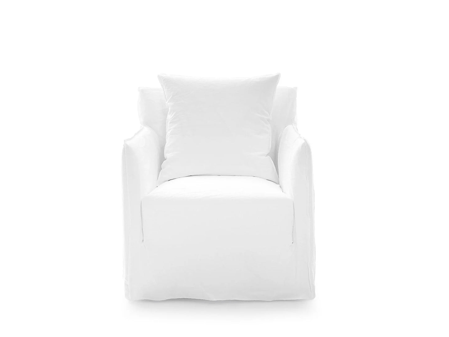 Gervasoni Ghost 05 Armchair in White Linen Upholstery by Paola Navone - $2,050.00