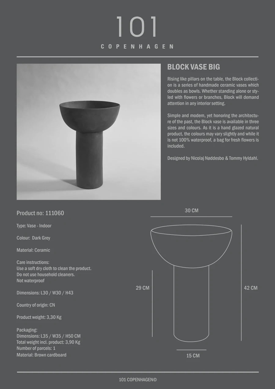 Block Vase, Big - Dark Grey - $260