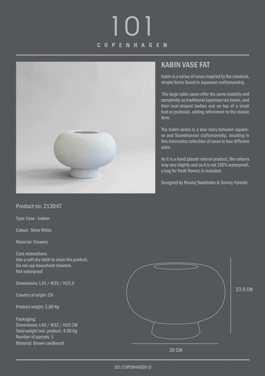 Kabin Vase, Fat - Bone White - $250