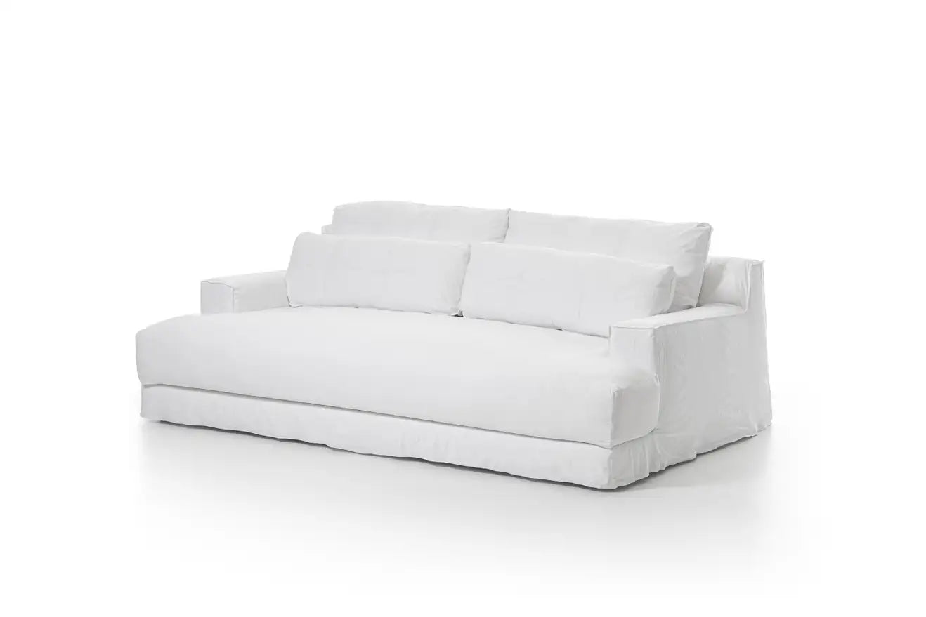 Gervasoni Loll 16 Sofa in White Linen Upholstery by Paola Navone - $10,475.00