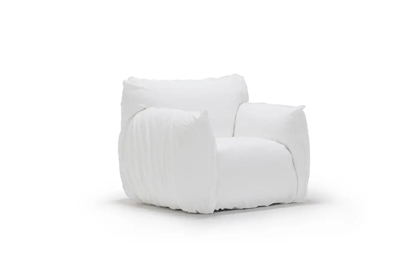Gervasoni Nuvola 05 Lounge Chair in White Linen Upholstery by Paola Navone $3,900.00
