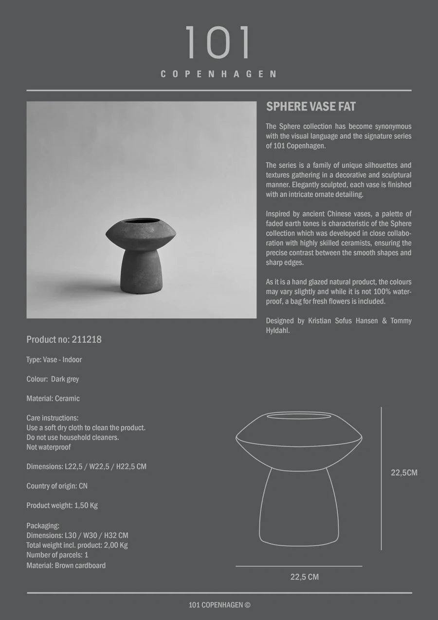 Sphere Vase Fat - Dark Grey - $145