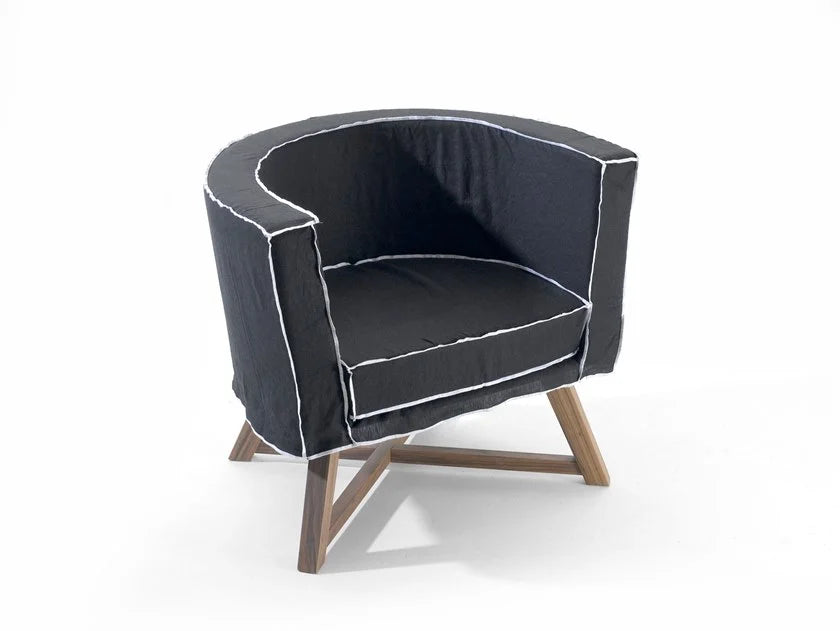 Gervasoni Gray 08 Armchair with Walnut Legs & Lead Upholstery, Paola Navone $2,200.00