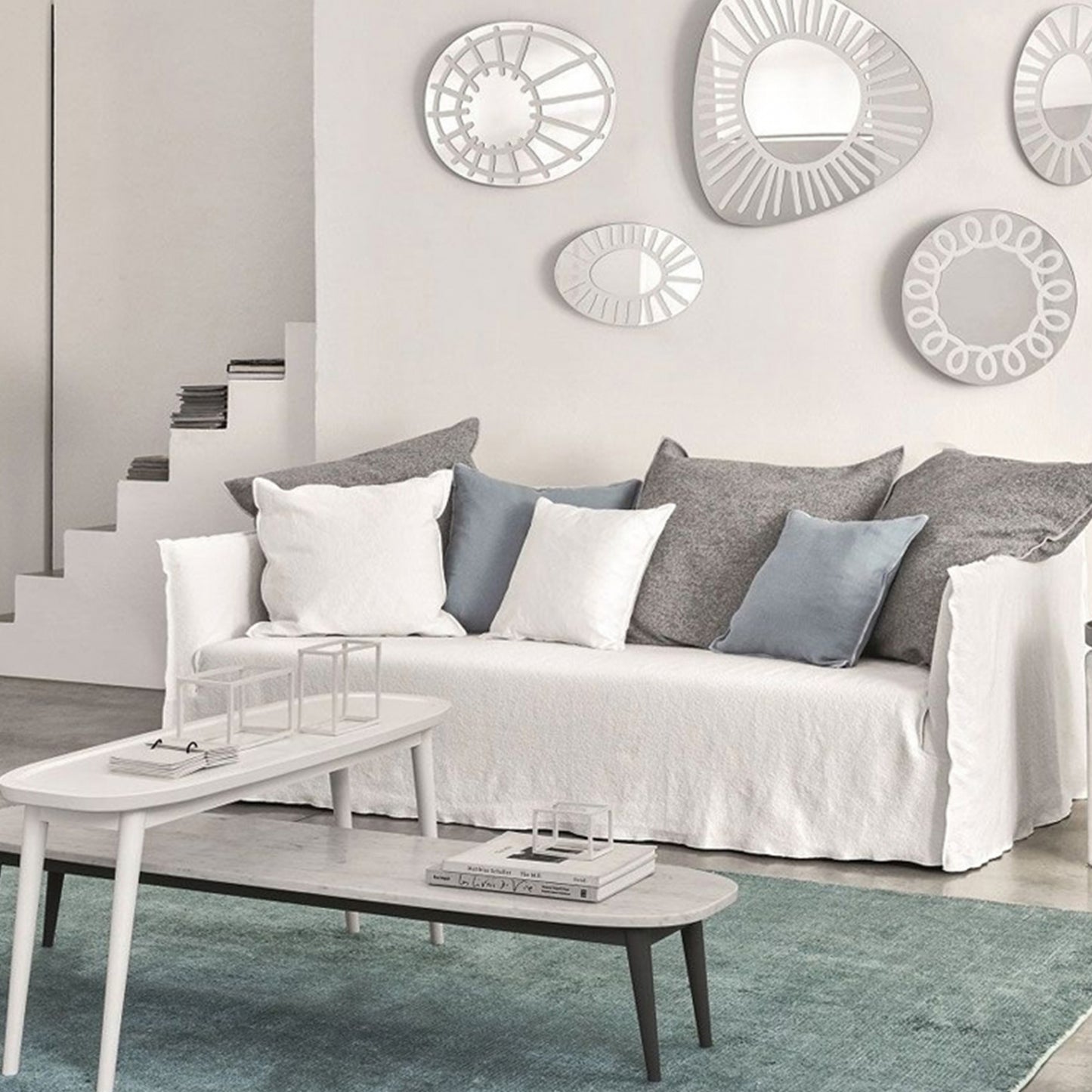 Gervasoni Ghost 110 Sofa in White Linen Upholstery by Paola Navone $6,300.00